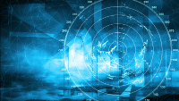 A stylized rendering of a radar readout