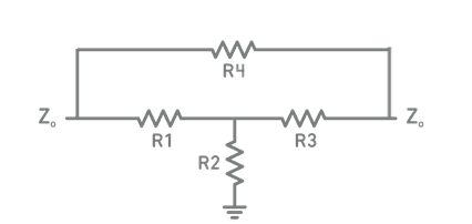 Bridged-tee attenuator circuit diagram