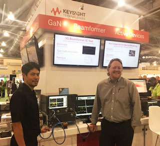 5G beamforming test demo with Keysight Technologies and Qorvo’s QPF4006, one of the industry’s first GaN FEMs for 39 GHz phased array 5G base stations